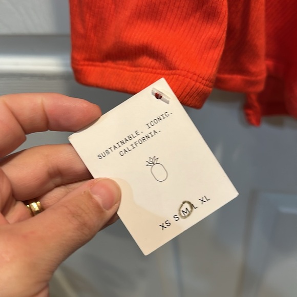 NWT! Skatie Orange Gwen Rib Knit Wrap Mini Dress M V-Neck - Picture 4 of 9